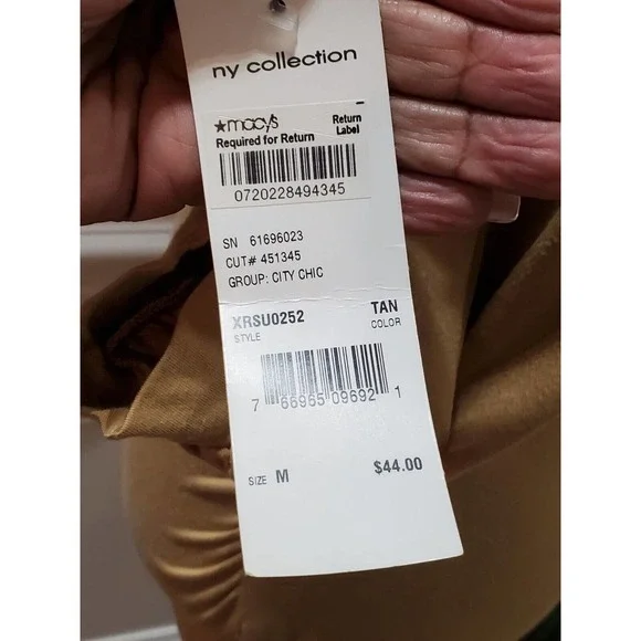 Ny Collection Woman's Khaki Rayon Long Sleeve Ruffle Pullover Top Shirt Size M - Picture 6 of 11